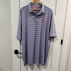 Clemson University Striped Purple Polo Shirt Men’s 2X Embroidered Golf Perform